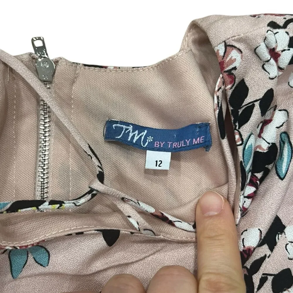 TM by Truly Me Pink Floral Ruffle Dress Girl 12